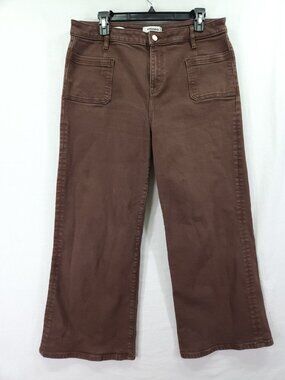 Vigoss Womens Size 33x26 Brown Wide Leg Jeans Patch Pocket Stretch Denim